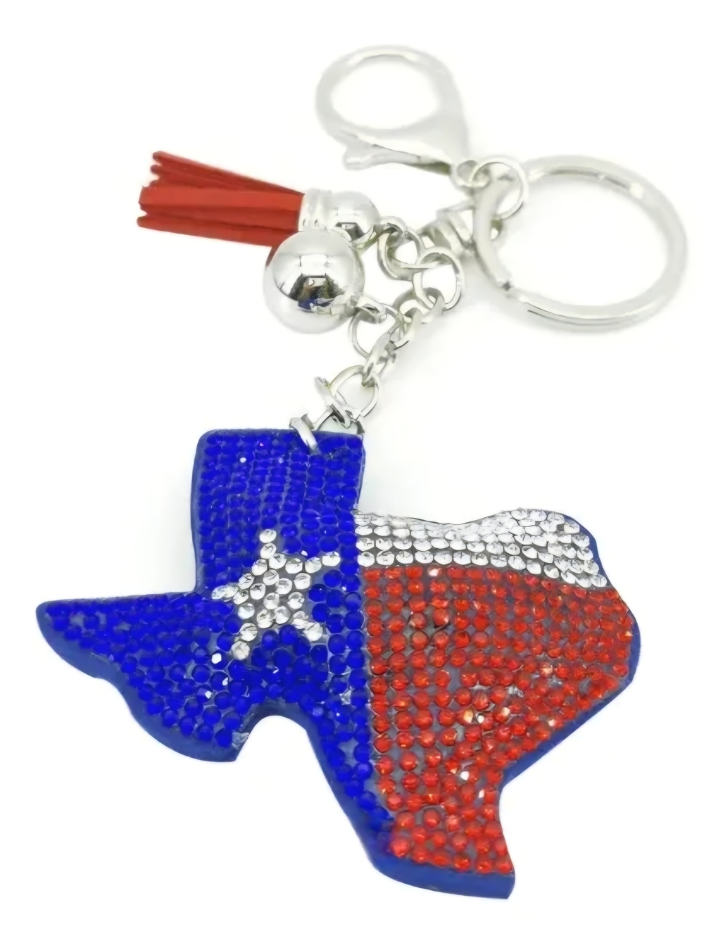 Texas Flag Rhinestone Keychain Bag Charm NWT